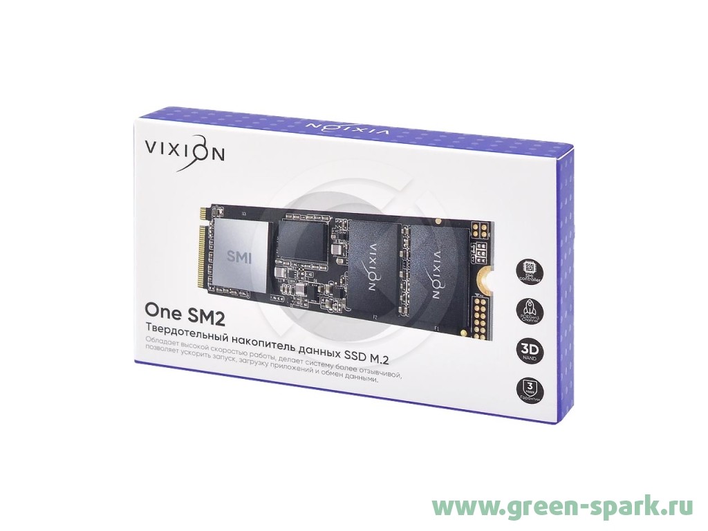 SSD M.2 NVMe накопитель Vixion 256Gb One SM2, PCI-E 3.x x4, SMI2263XT,  R:2100MB/S, W:1600MB/S. Купить оптом и в розницу в Ростове-на-Дону